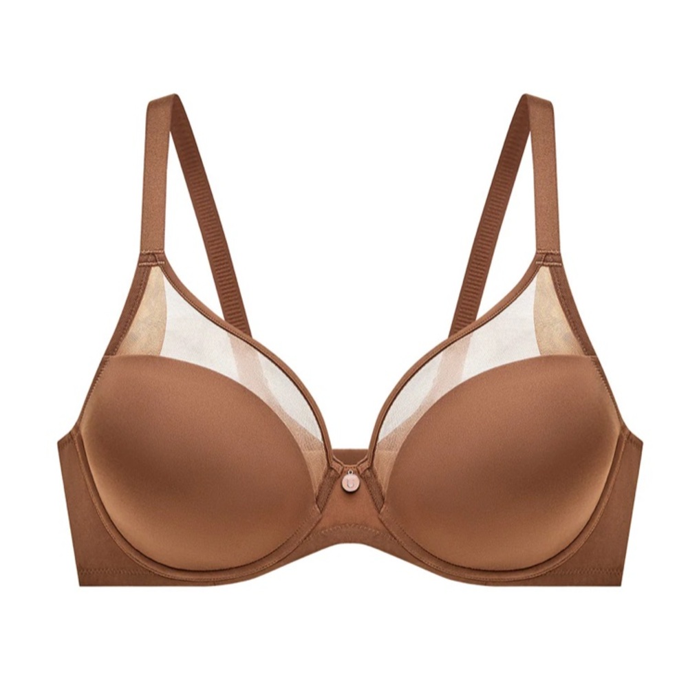 Understance Mesh Contour FlexWire Plunge Bra Teddy Bear Brown NWT-32DD